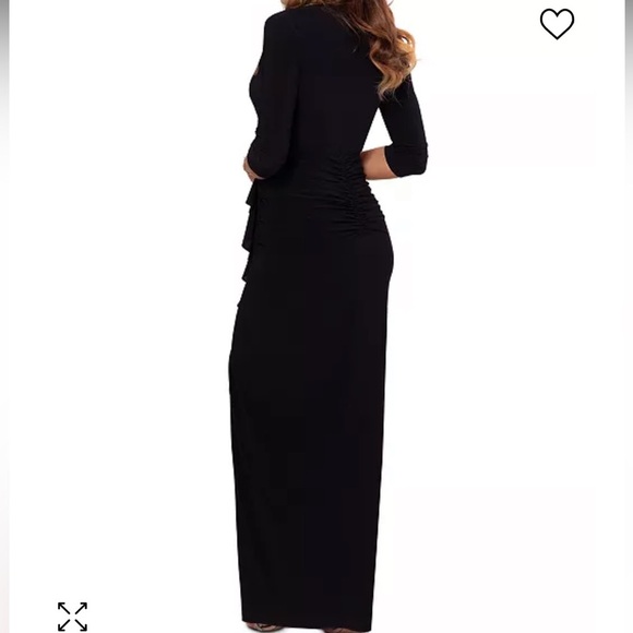 BETSY & ADAM
Ruched Ruffle-Trim body-con 
Gown size 8 black - Picture 3 of 12